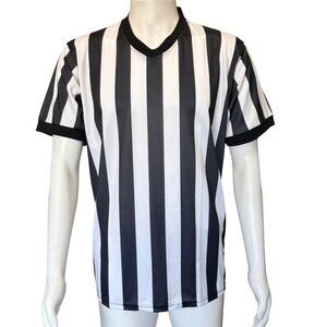 Crown Referee Jersey Mens L Black & White Striped 100% Polyester Costume